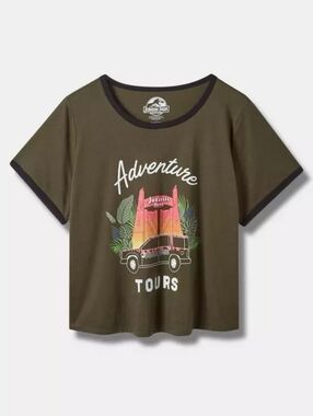 Torrid | Jurassic Park Classic Fit Crop Ringer Tee